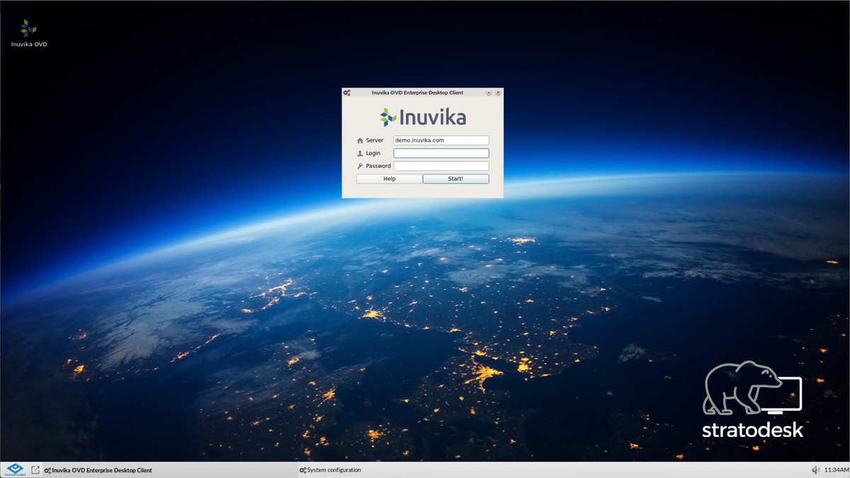 Inuvika OVD Enterprise Desktop Client running on Clearcube Raspberry Pi with Stratodesk NoTouch OS